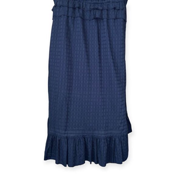 CASLON Faux Wrap Ruffle Dobby Dress In Navy Peacoat Size 3X NEW - Picture 8 of 15